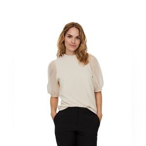 Vero Moda Sheer Puffy Sleeve Blouse Women’s Large Cream